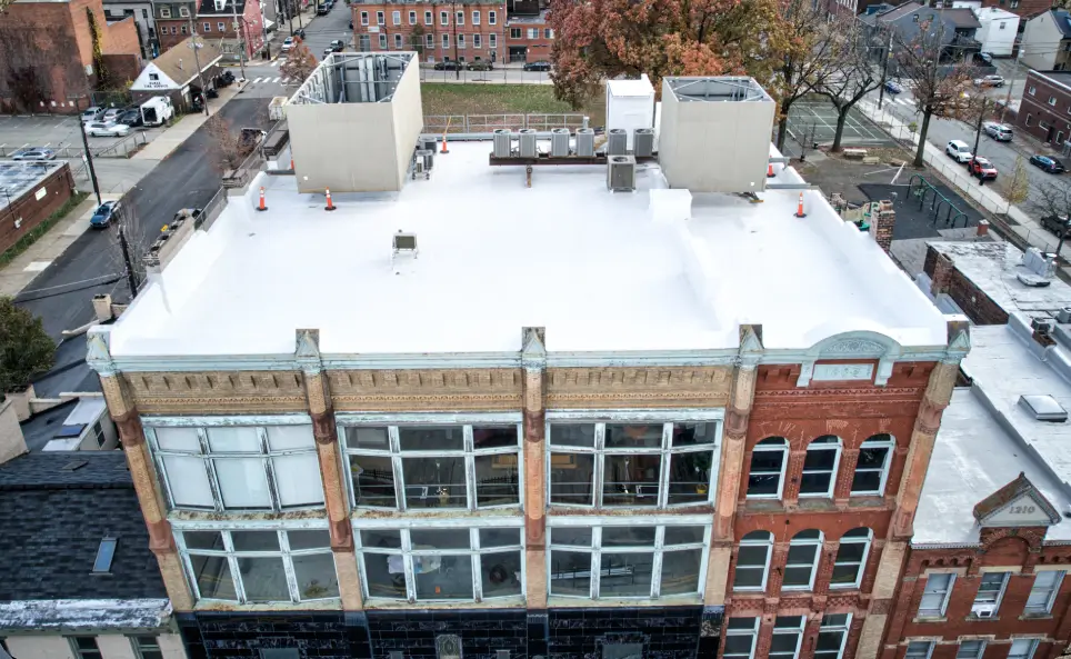 Commercial roof drone shot