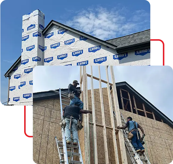 Contractor work with new siding