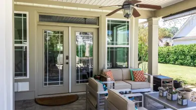 Patio doors leading to backyard