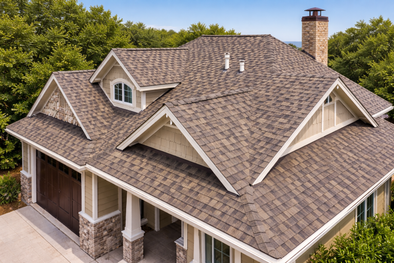An asphalt shingle roof in response to the question "What is the best roofing material?"